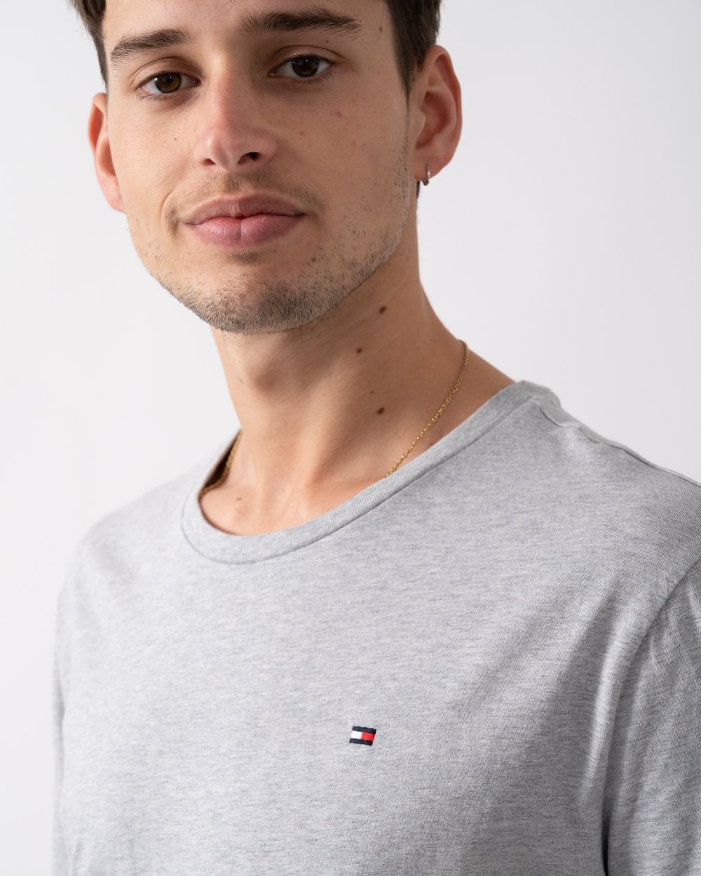 Tommy Hilfiger 3 Pack Mens T-Shirts - Grey Heather/Military Denim/White