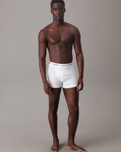 Calvin Klein Cotton Stretch Mens Trunk 3 Pack - White/Red Ginger/Pyro Blue