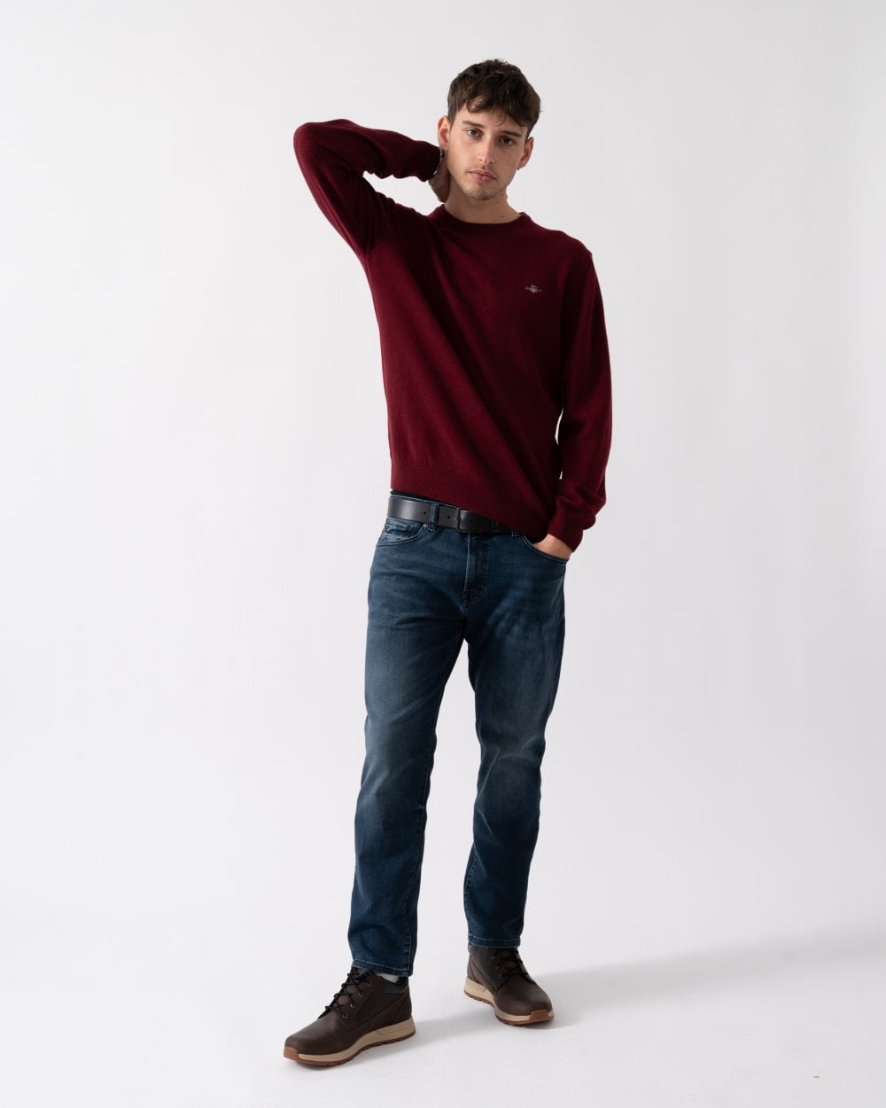 GANT Mens Superfine Lambswool Crew Neck Jumper - 604 Plumped Red