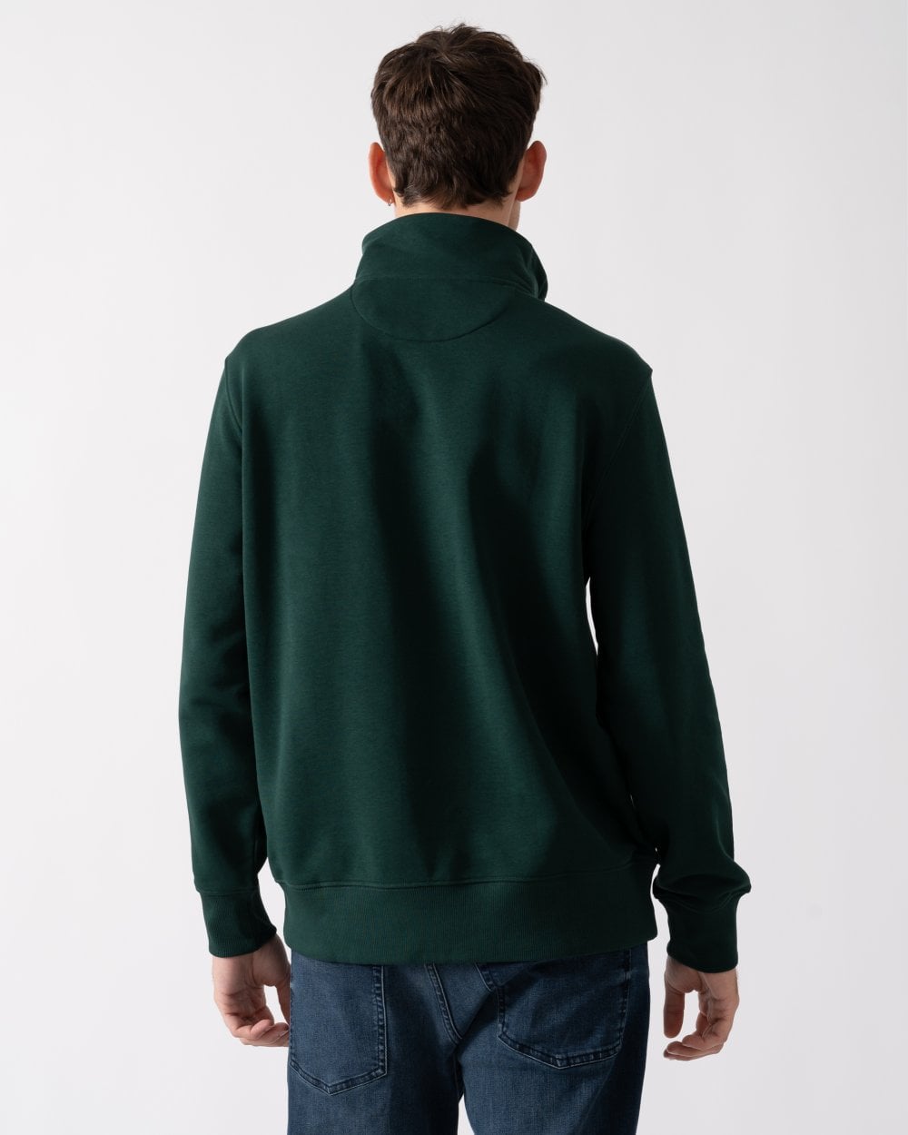 GANT Mens Regular Fit Shield Logo Half Zip Sweatshirt - 374 Tartan Green