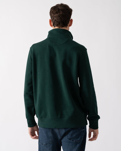 GANT Mens Regular Fit Shield Logo Half Zip Sweatshirt - 374 Tartan Green