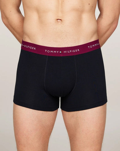 Tommy Hilfiger 3 Pack Mens Colour Waistband Trunks - Bright Blue/Grape Valley/Black