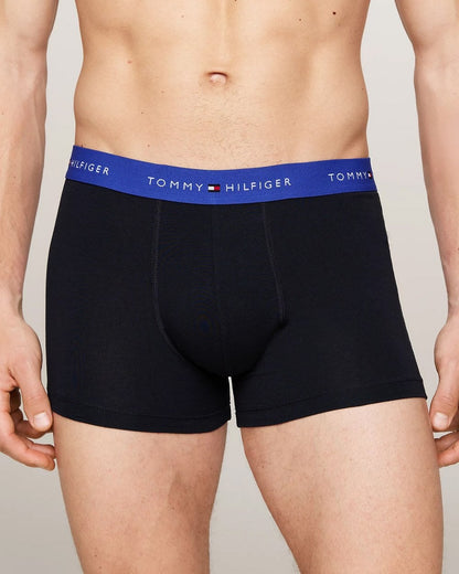 Tommy Hilfiger 3 Pack Mens Colour Waistband Trunks - Bright Blue/Grape Valley/Black