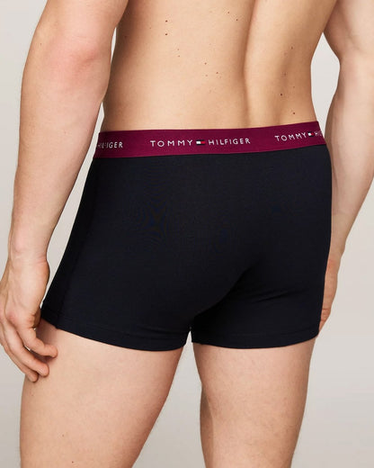 Tommy Hilfiger 3 Pack Mens Colour Waistband Trunks - Bright Blue/Grape Valley/Black