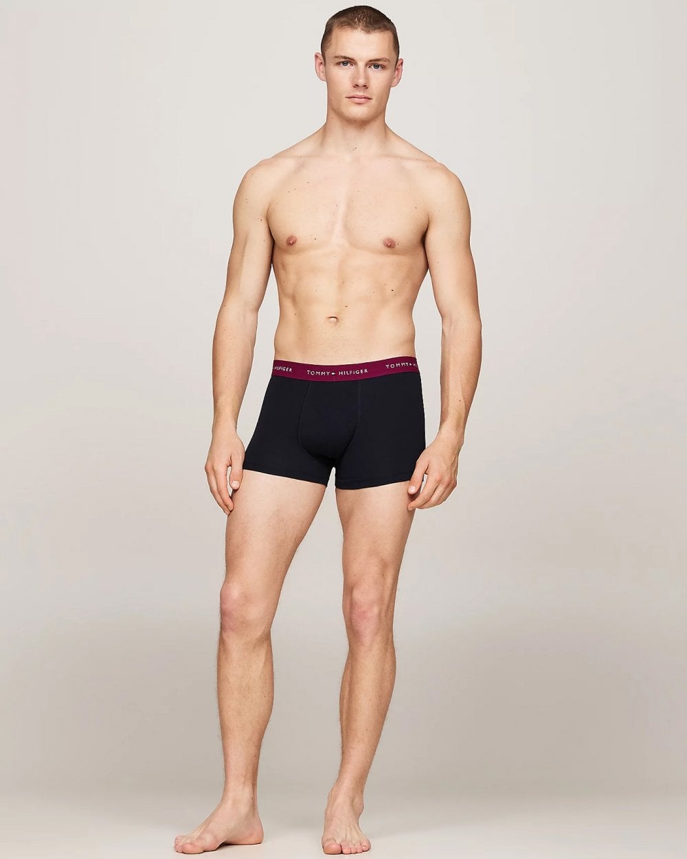 Tommy Hilfiger 3 Pack Mens Colour Waistband Trunks - Bright Blue/Grape Valley/Black