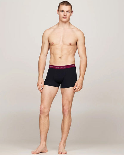 Tommy Hilfiger 3 Pack Mens Colour Waistband Trunks - Bright Blue/Grape Valley/Black