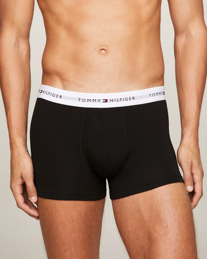 Tommy Hilfiger 3 Pack Mens Contrast Trunks - Grey Heather/Black/White