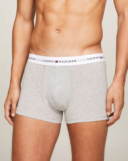 Tommy Hilfiger 3 Pack Mens Contrast Trunks - Grey Heather/Black/White