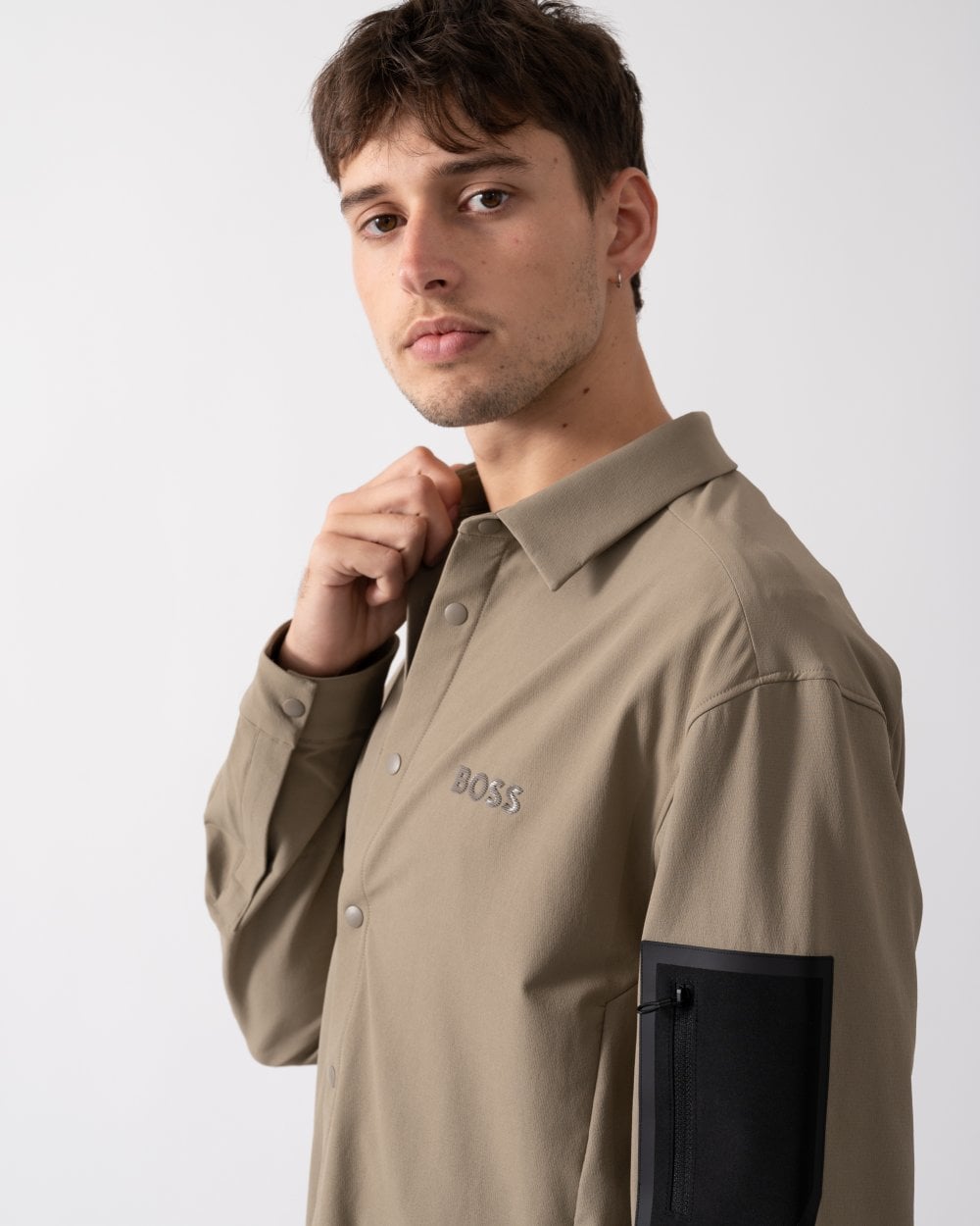 BOSS Green Lite Mens Water-Repellent Overshirt with Four-Way Stretch - Light/Pastel Green 334