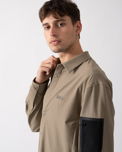 BOSS Green Lite Mens Water-Repellent Overshirt with Four-Way Stretch - Light/Pastel Green 334