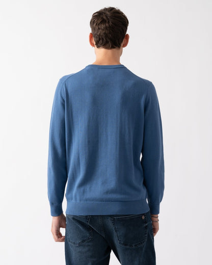 GANT Mens Classic Cotton Crew Neck Jumper - 442 Vintage Blue