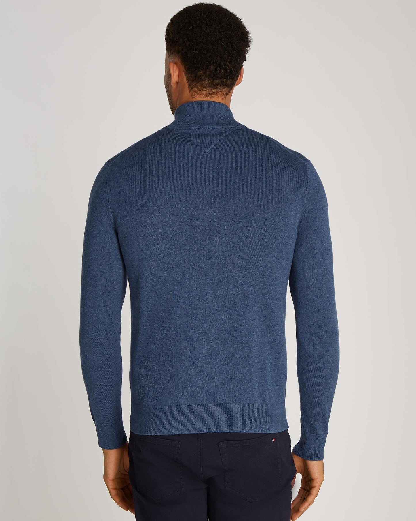 Tommy Hilfiger Essential Cotton 1/4 Zip Mock Mens Sweatshirt - Aegean Sea Heather