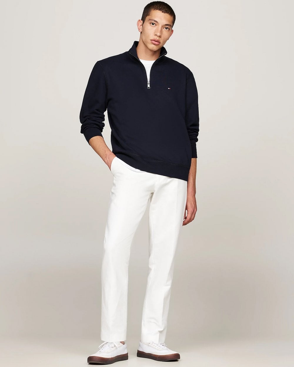 Tommy Hilfiger Essential Fleece Mens Half Zip Sweatshirt - Desert Sky