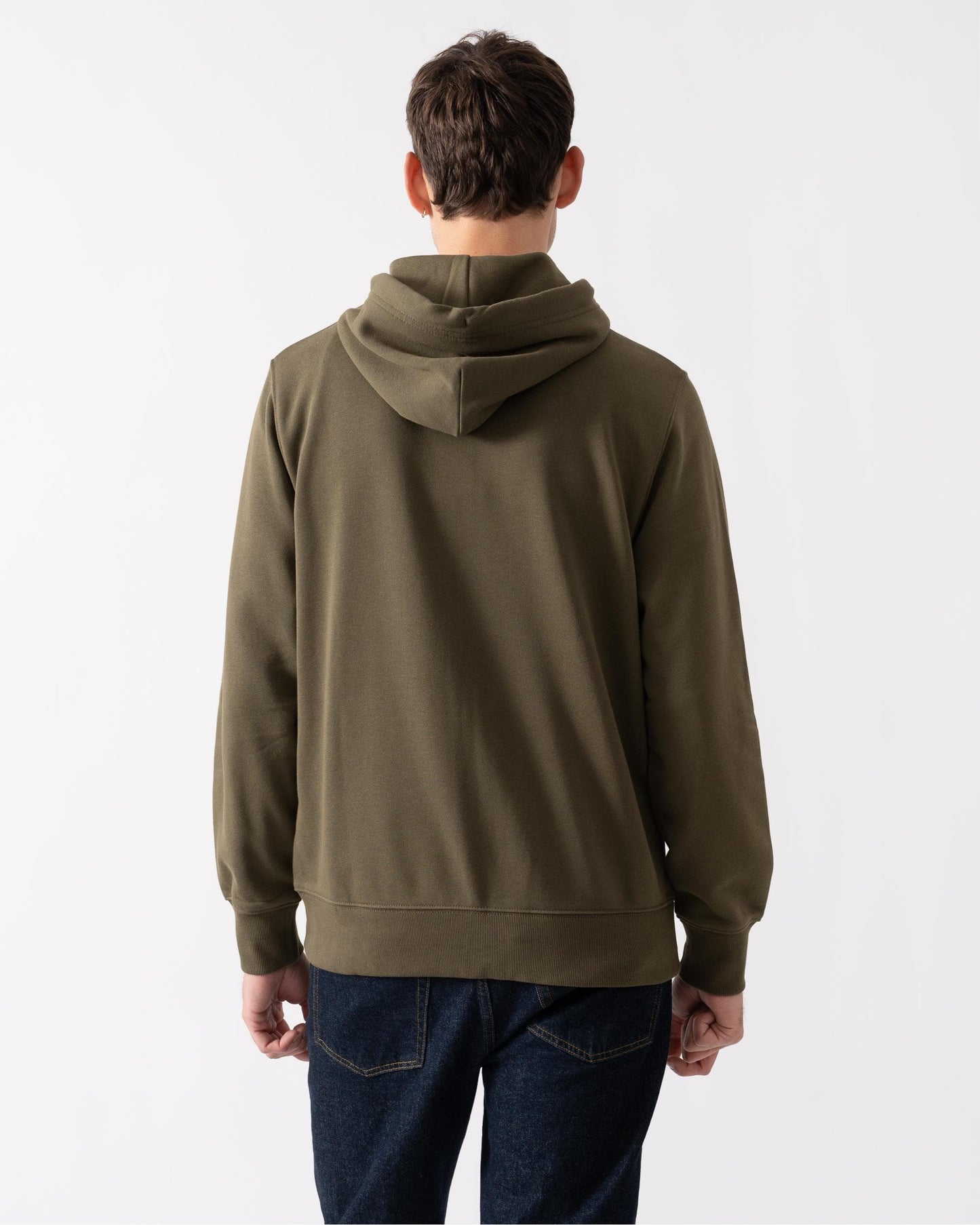 GANT Mens Regular Fit Shield Logo Full Zip Hoodie - 301 Juniper Green