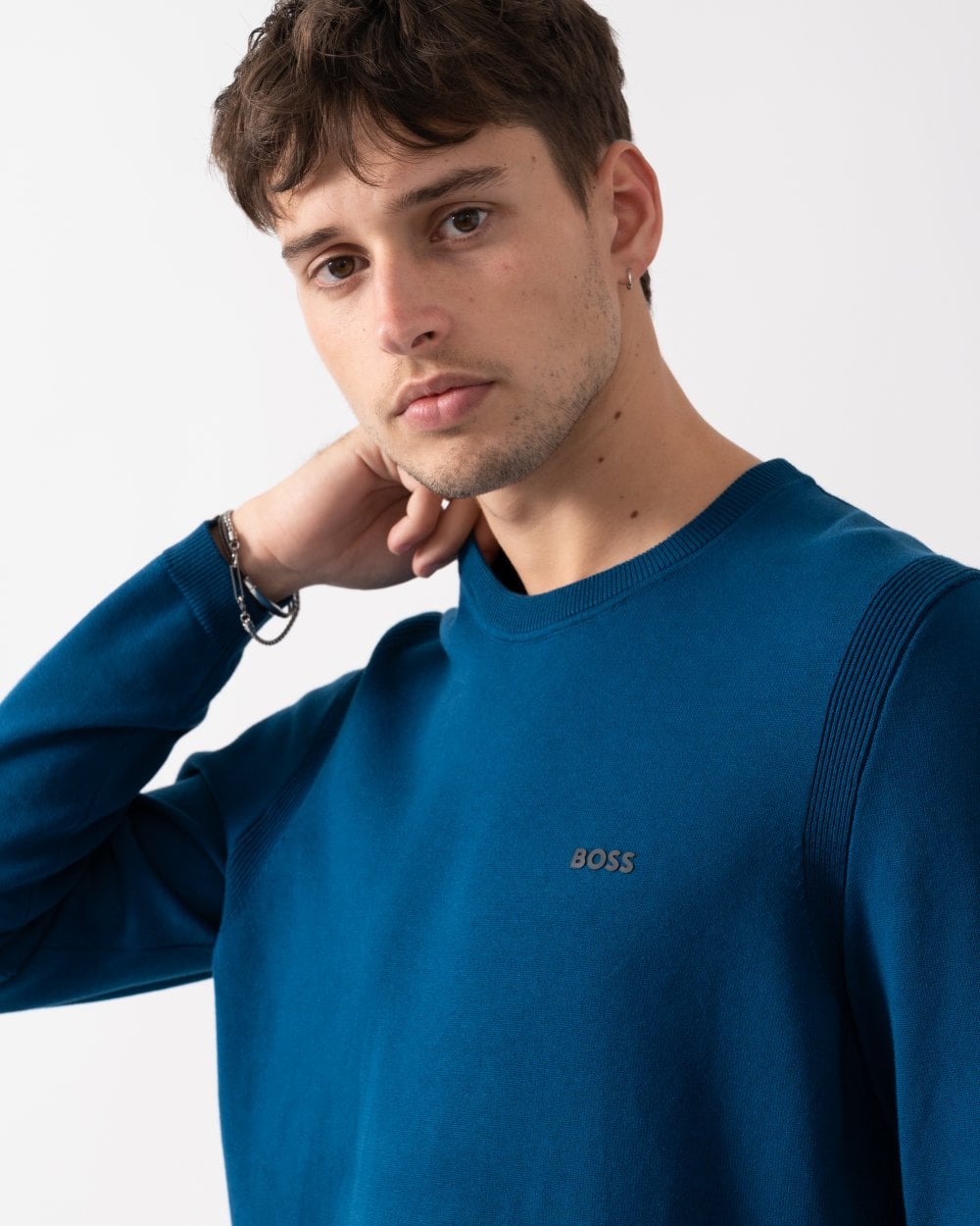 BOSS Green Ever-X Crew Neck Mens Jumper - Open Blue 494