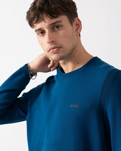 BOSS Green Ever-X Crew Neck Mens Jumper - Open Blue 494