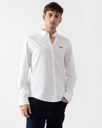 BOSS Green B Motion Mens Long Sleeve Shirt in Anti-Wrinkle Cotton