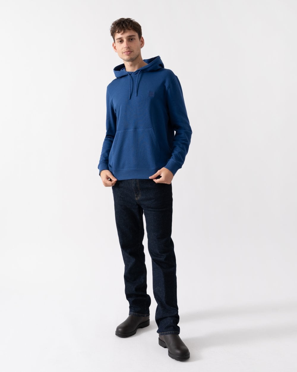 BOSS Orange Wetalk Mens Pullover Hoodie With Logo Patch - Open Blue 494