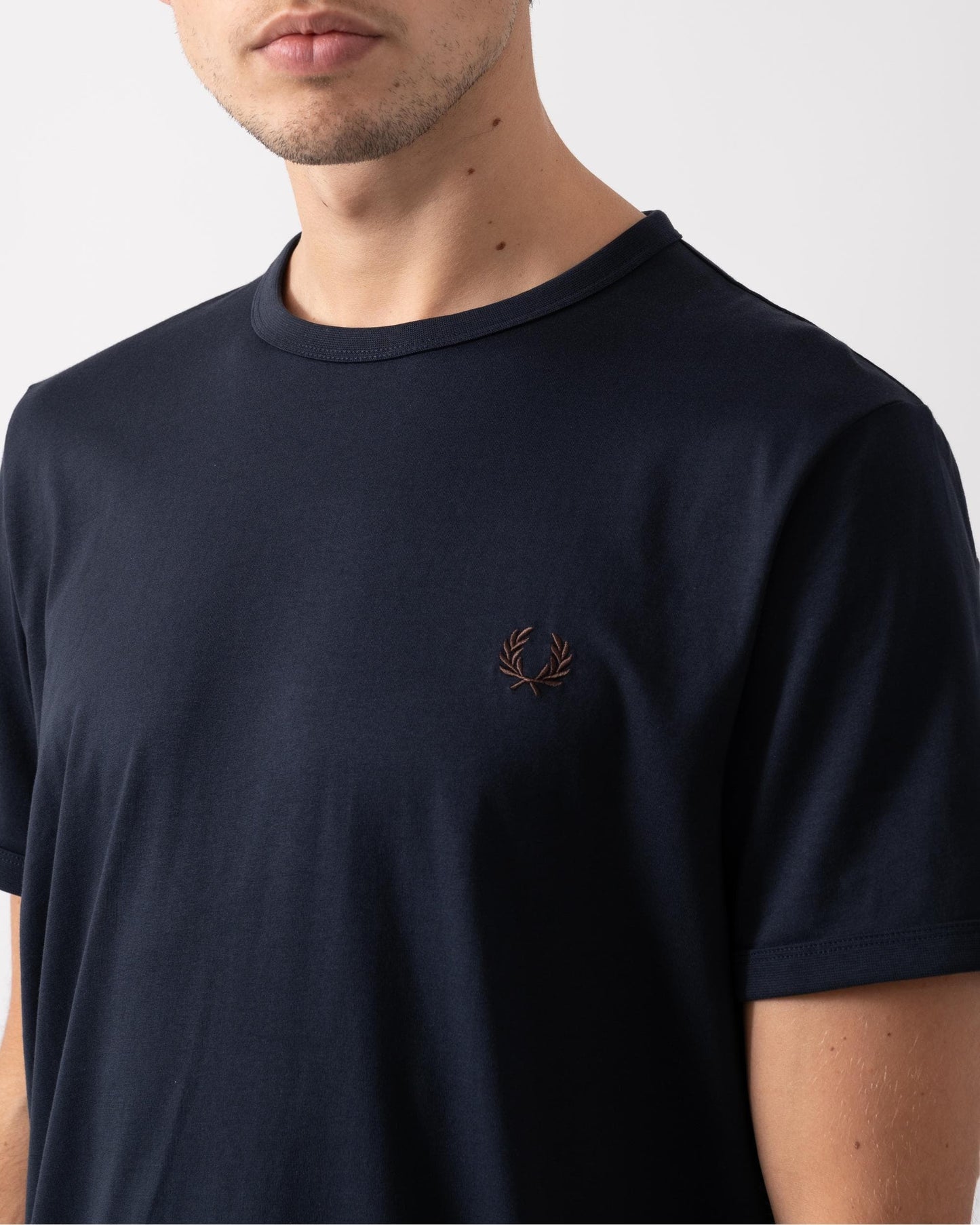Fred Perry Mens Ringer T-Shirt - Navy/Carrington Road Brick W71