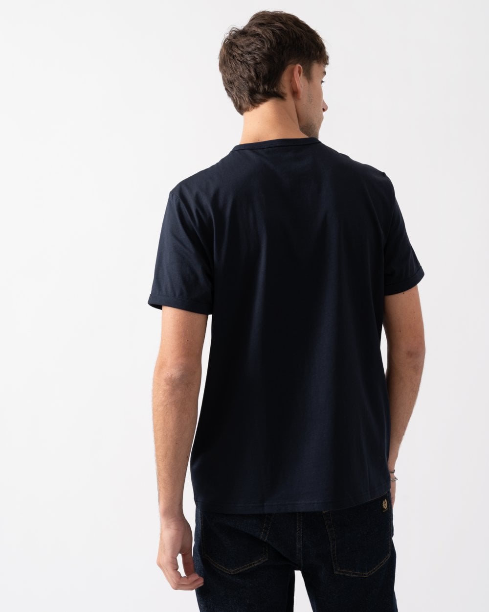 Fred Perry Mens Ringer T-Shirt - Navy/Carrington Road Brick W71