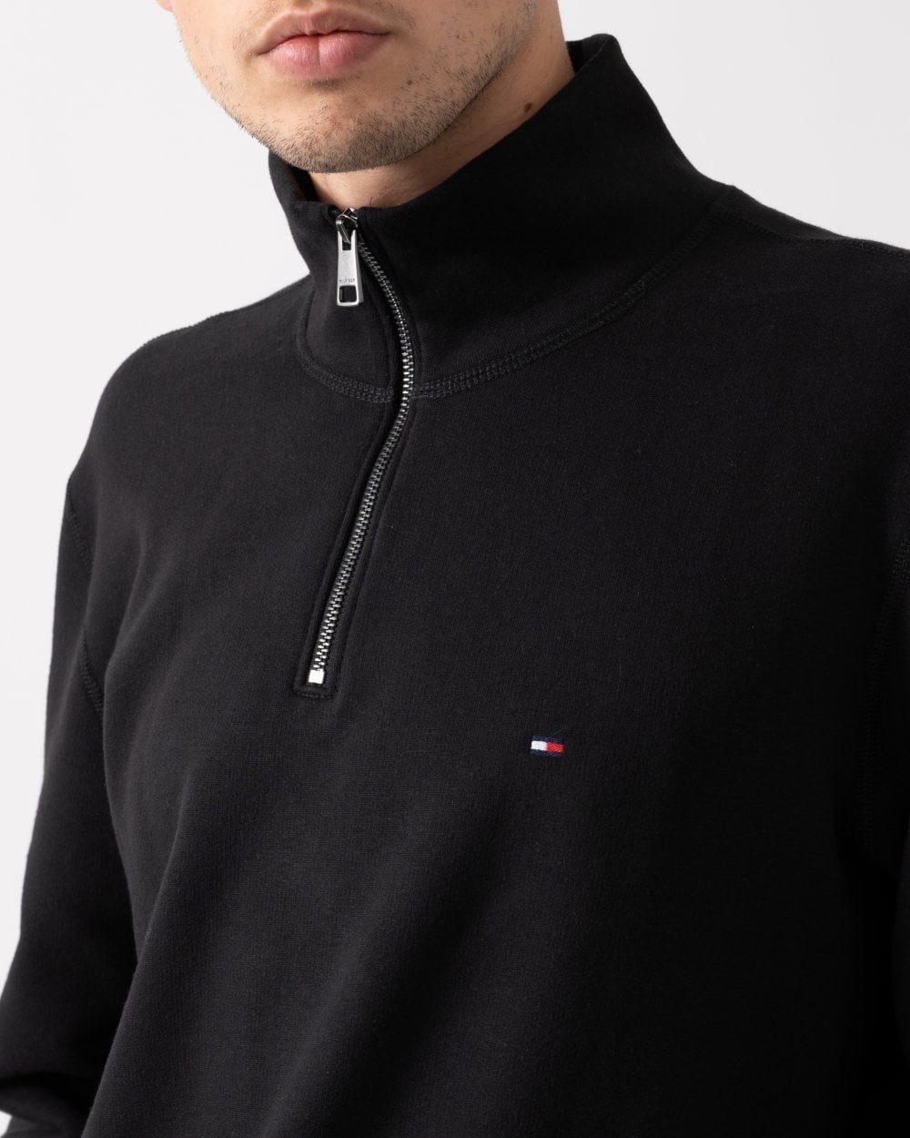 Tommy Hilfiger Essential Fleece Mens Half Zip Sweatshirt - Black