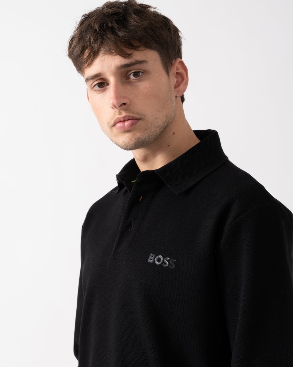 BOSS Green BOSS Green Plisy Mirror Mens Long Sleeve Polo Shirt