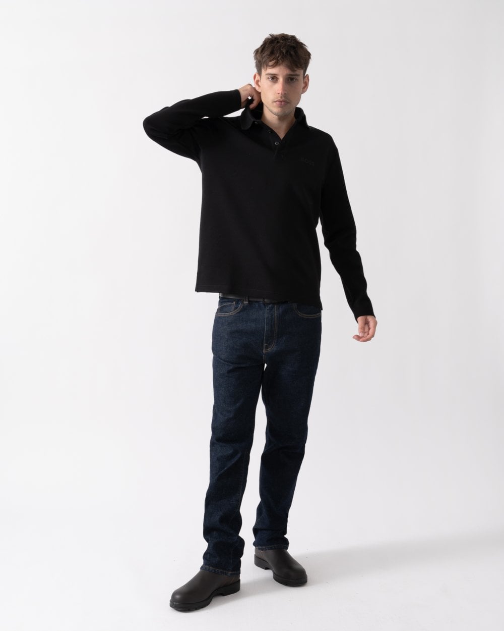 BOSS Green BOSS Green Plisy Mirror Mens Long Sleeve Polo Shirt