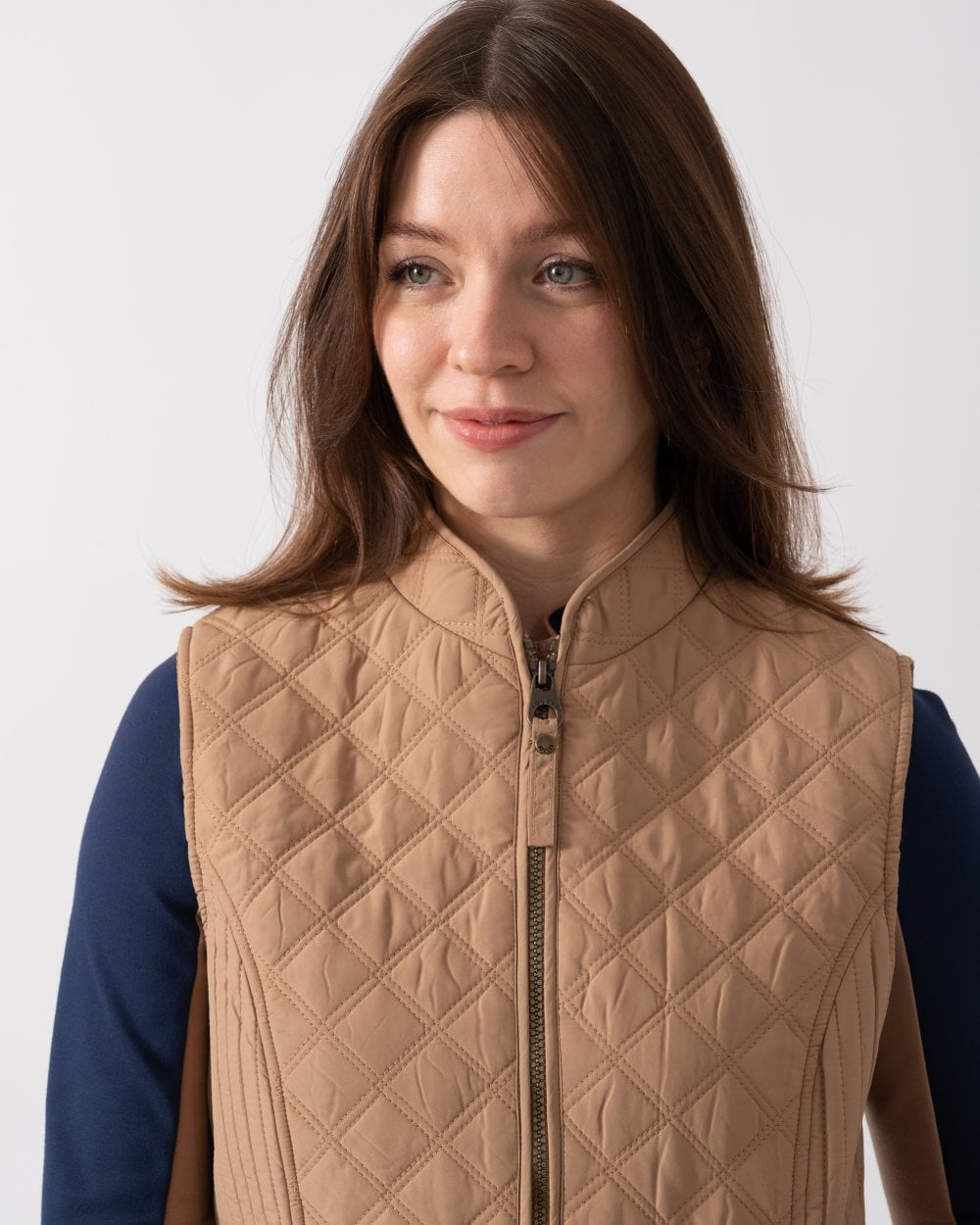 Joules Minx Womens Diamond Quilt Gilet - Tan