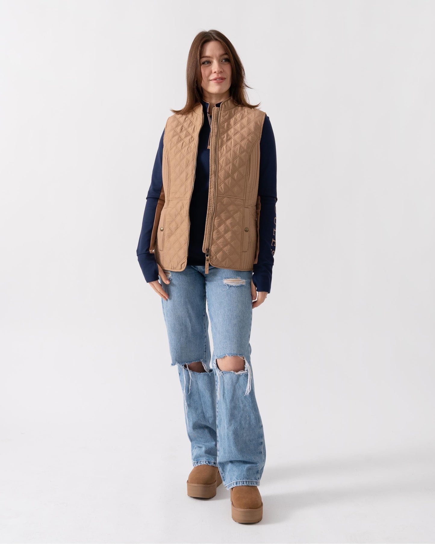 Joules Minx Womens Diamond Quilt Gilet - Tan