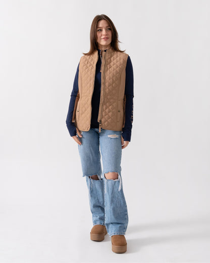 Joules Minx Womens Diamond Quilt Gilet - Tan