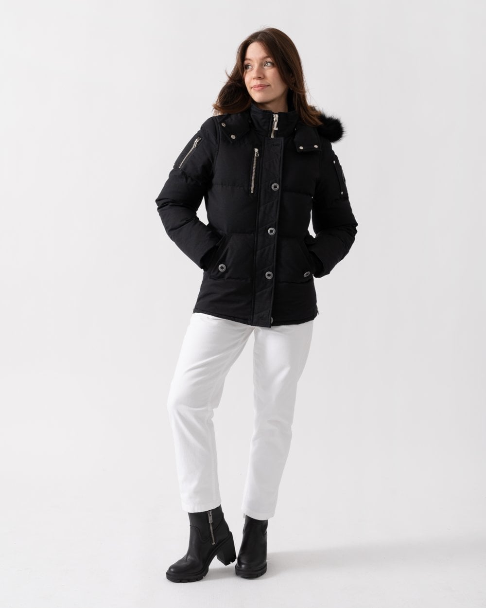 Moose Knuckles 3Q Womens Jacket - Black With Black Shearling 305