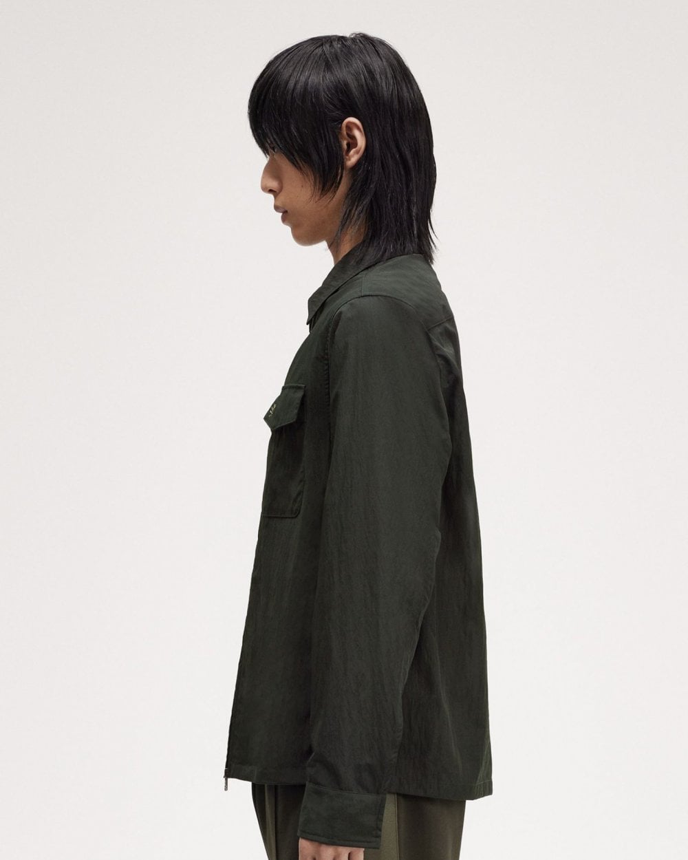 Fred Perry Mens Zip Overshirt - Night Green T61