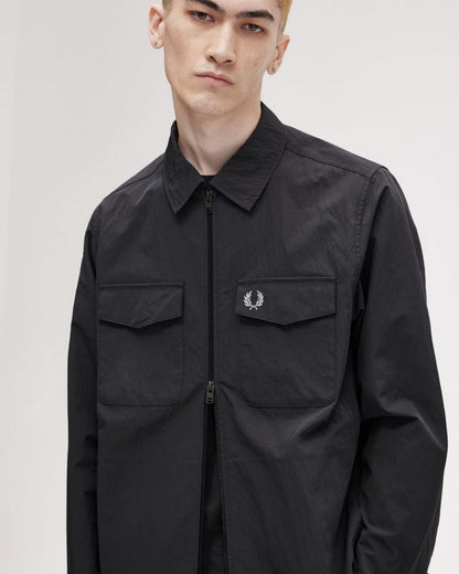 Fred Perry Mens Zip Overshirt - Anchor Grey 297