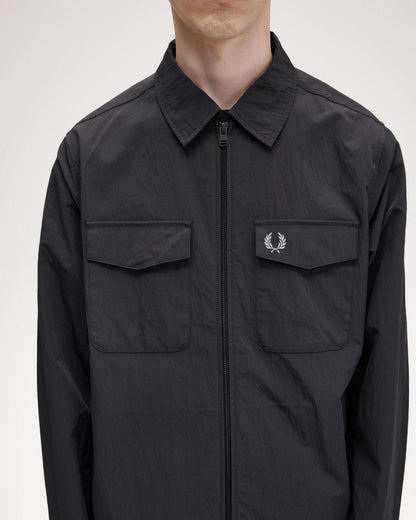 Fred Perry Mens Zip Overshirt - Anchor Grey 297