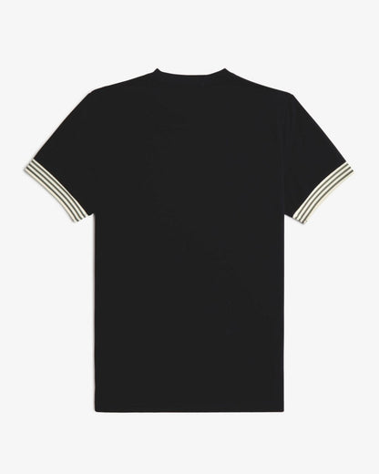 Fred Perry Mens Striped Cuff T-Shirt - Black 198