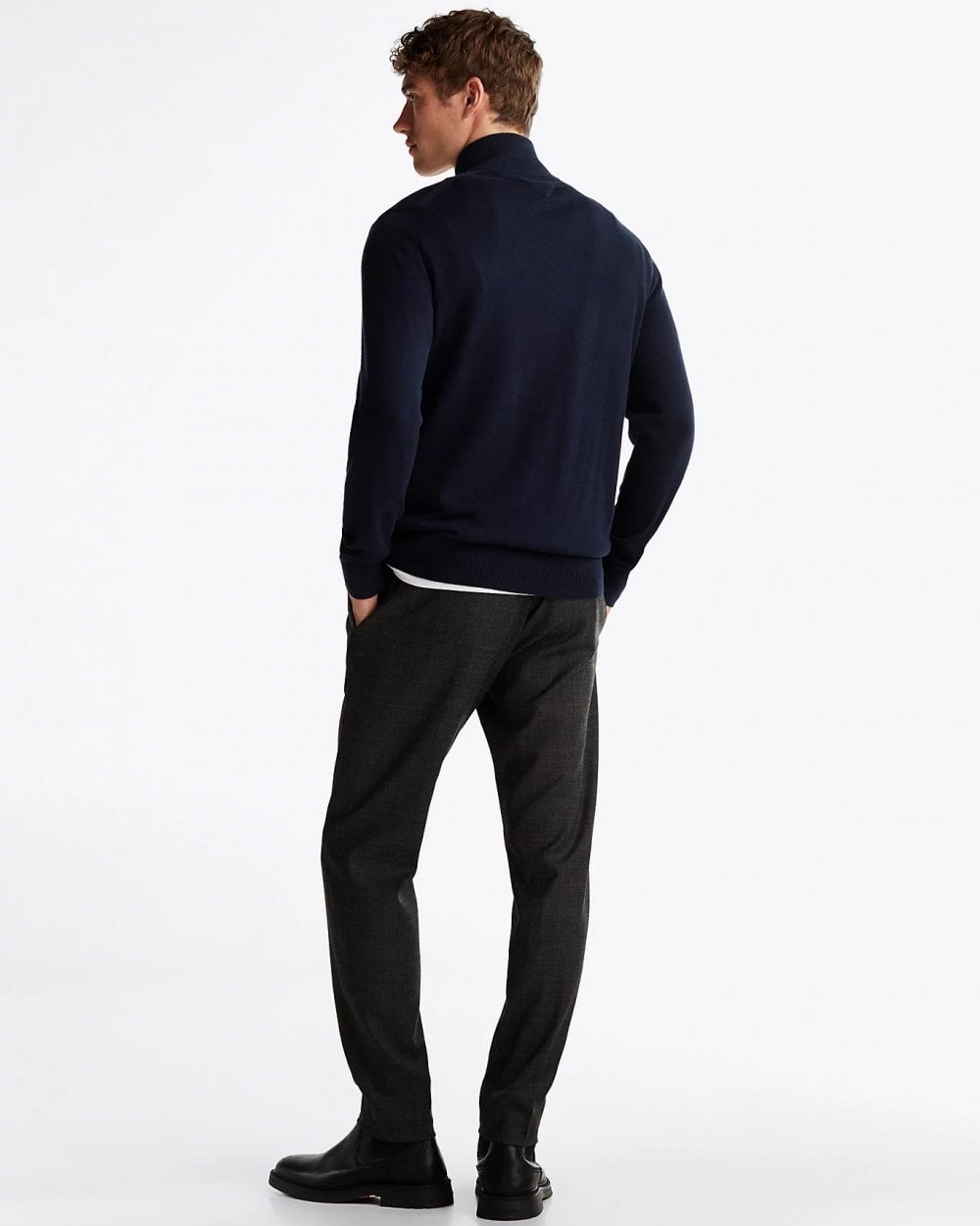 Tommy Hilfiger Organic Cotton Cashmere Mens Zip-Mock Sweater - Desert Sky
