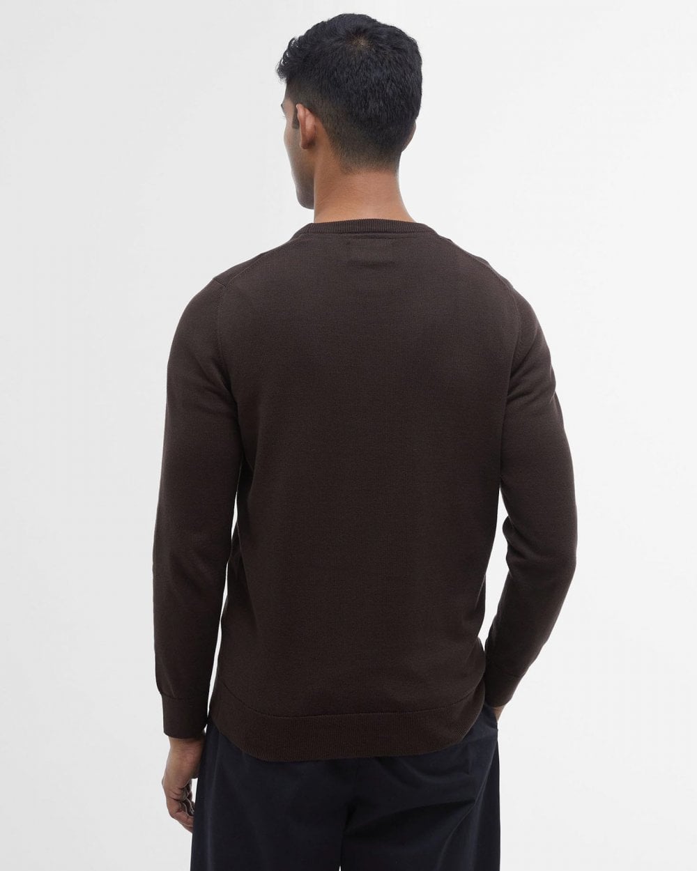 Barbour Pima Cotton Mens Crew Sweatshirt - Bitter Chocolate