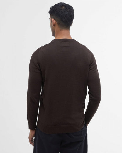 Barbour Pima Cotton Mens Crew Sweatshirt - Bitter Chocolate