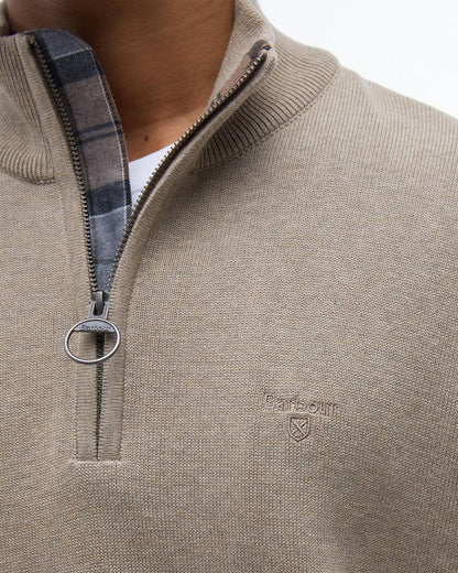 Barbour Cotton Mens Half Zip Jumper - Vintage Khaki