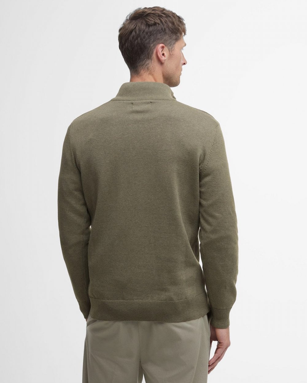 Barbour Cotton Mens Half Zip Jumper - Green Slate