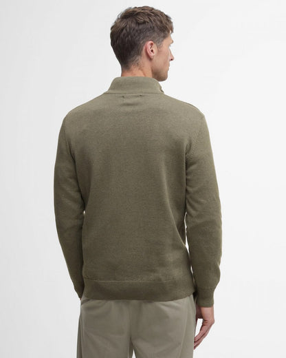 Barbour Cotton Mens Half Zip Jumper - Green Slate