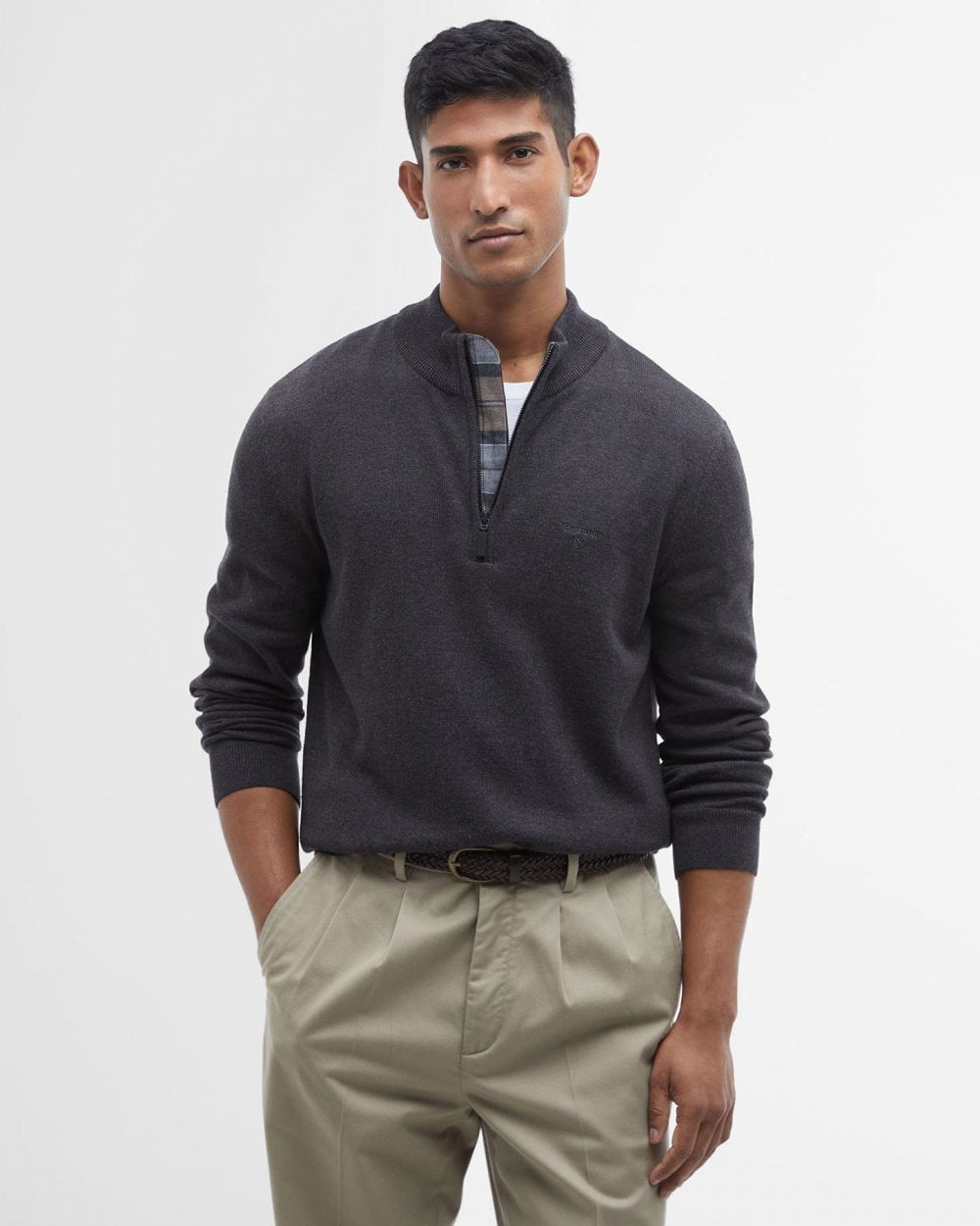 Barbour Avoch Mens Half Zip Jumper - Charcoal Marl