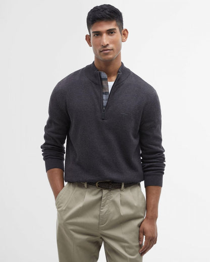 Barbour Avoch Mens Half Zip Jumper - Charcoal Marl