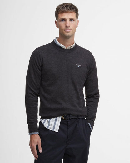 Barbour Mens Merino Crew Neck Sweater - Charcoal