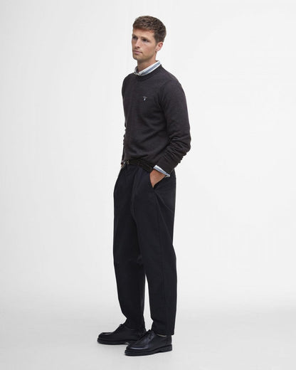 Barbour Mens Merino Crew Neck Sweater - Charcoal