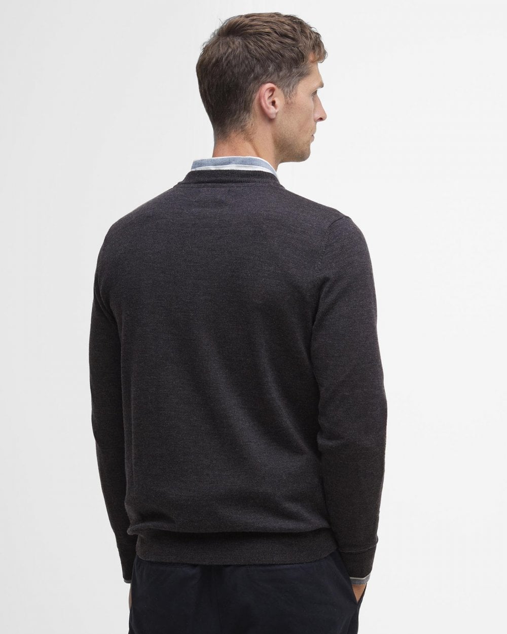 Barbour Mens Merino Crew Neck Sweater - Charcoal