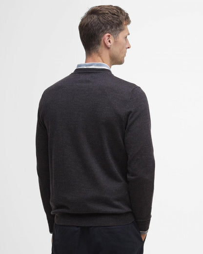 Barbour Mens Merino Crew Neck Sweater - Charcoal
