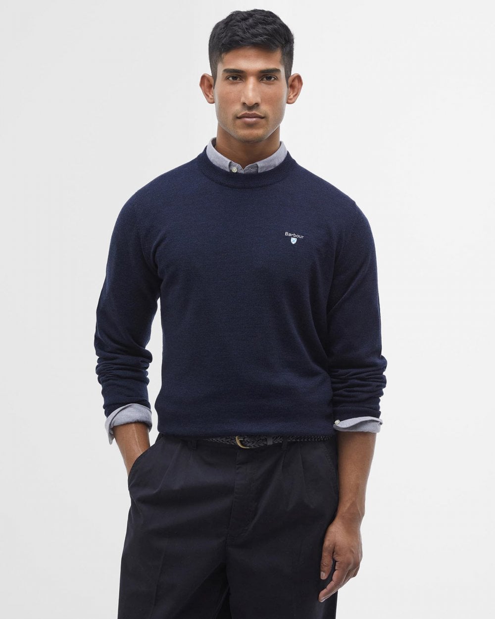 Barbour Mens Merino Crew Neck Sweater - Navy