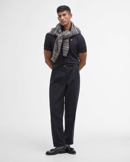 Barbour Tartan Pique Mens Polo - Black/Cedarwood