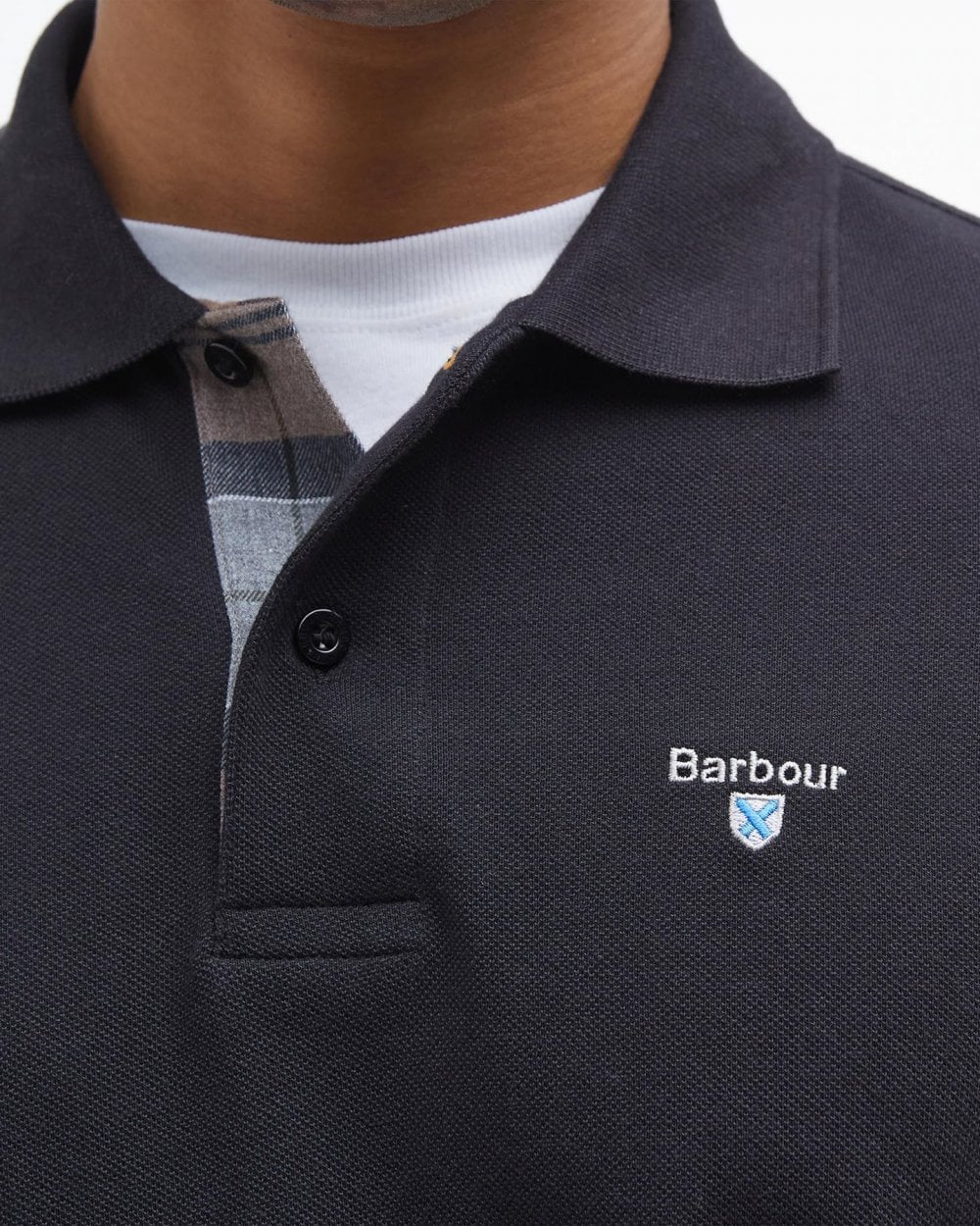Barbour Tartan Pique Mens Polo - Black/Cedarwood